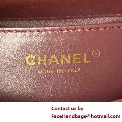 CHANEL Shiny Lambskin, Imitation Pearls  &  Gold-Tone Metal Mini Flap Bag AS4986 burgundy 2025